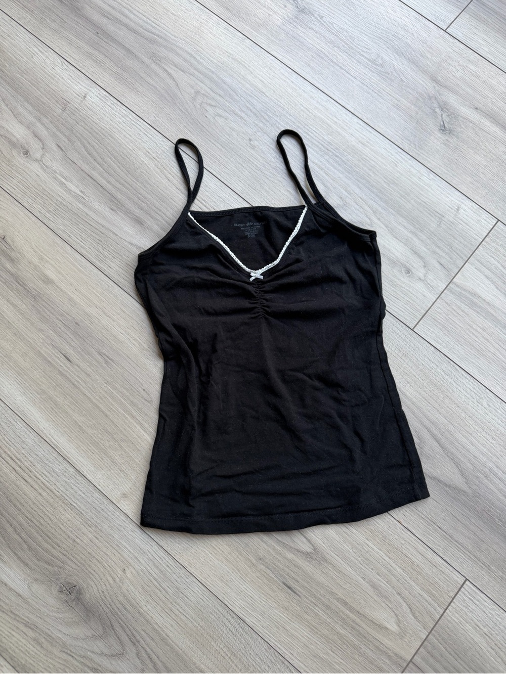 Brandy Melville Black Tank Top with Lace Trim and Bow